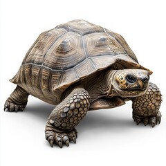 Obraz premium A large tortoise is standing on a white background