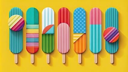playful minimalist vector graphic lolly sticks simple bold colors playful textures overlapping shapes modernist design bold typography friendly approachable design