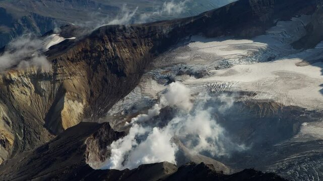 crater of Mutnovsky volcano. smoking volcano. Kamchatka