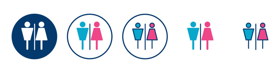 Toilet icon vector isolated on white background. Toilet sign. Man and woman restroom sign vector. Male and female icon