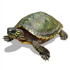 Fototapeta premium A turtle is laying on its back with its head up
