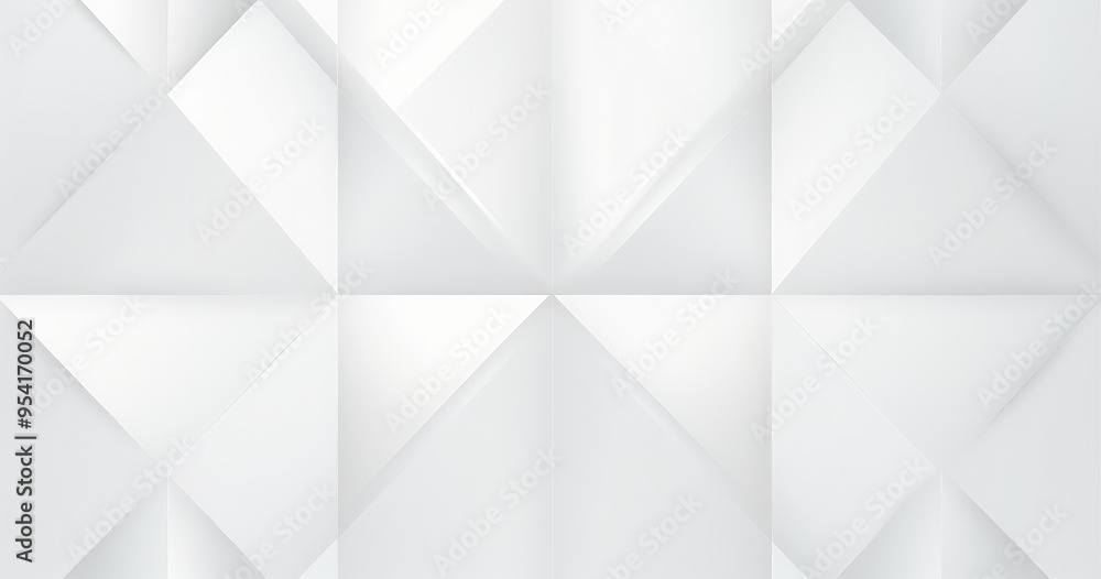 Poster a textured white geometric pattern with 3d triangular shapes.