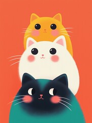 Fototapeta premium Cute and Beautiful Cats Digital Art