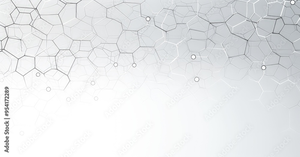 Poster abstract geometric pattern with interconnected hexagonal shapes on a light background.
