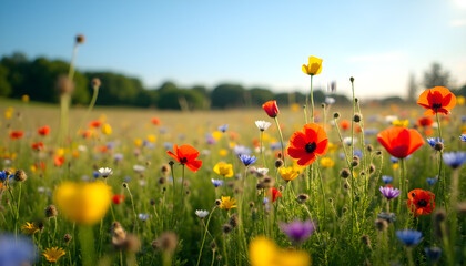Colorful Wildflower Meadow in the Morning Light