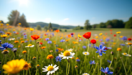 Vibrant Wildflower Meadow in Full Bloom