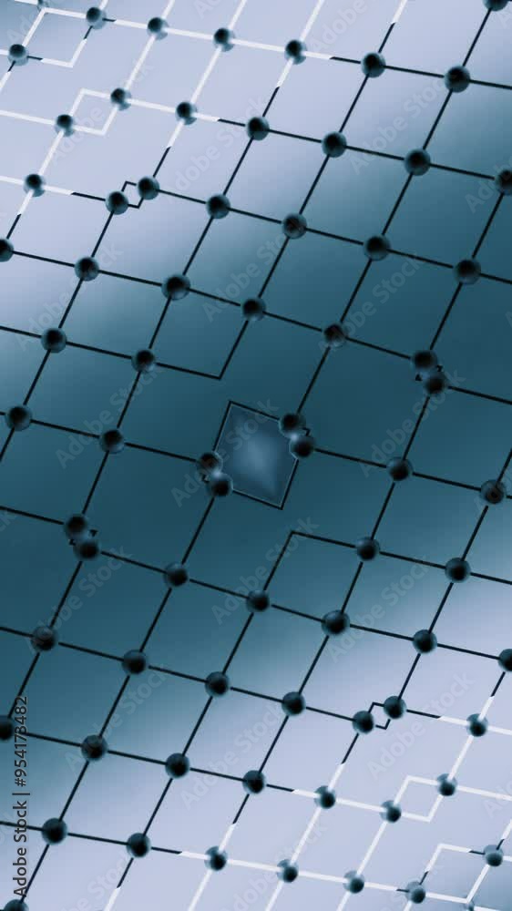 Aufkleber Grid moves in waves and with triangular pattern and light. Design. Grid with dots moving in waves and light effect. Moving triangular light pattern with grid
