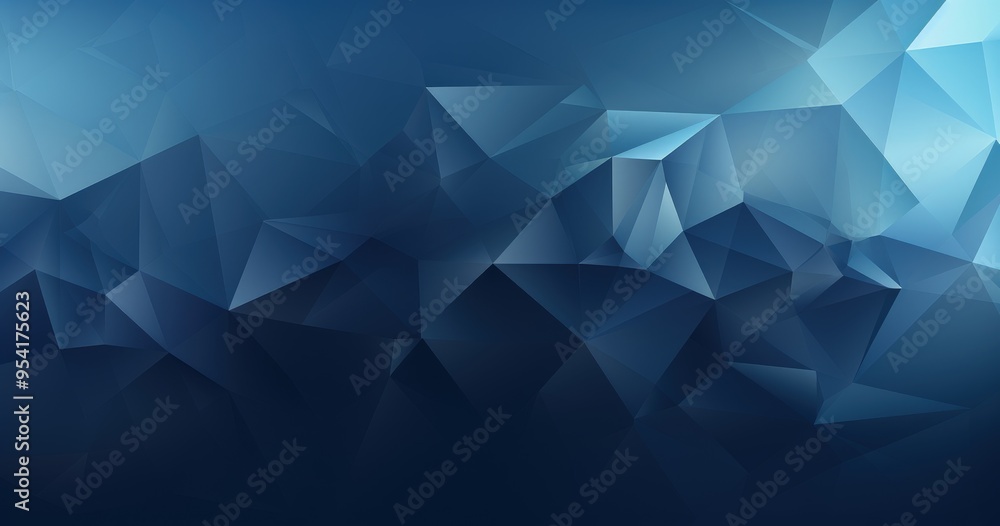 Poster a geometric abstract background featuring shades of blue and angular shapes.