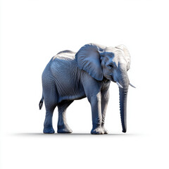 Fototapeta premium A 3D rendered image of an elephant standing isolated on a white background, showcasing detailed textures and realism.