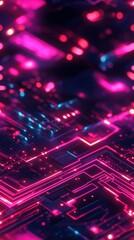 Fototapeta premium Futuristic circuits in glowing neon, [Abstract Background], [Techno-vibe]
