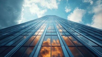 Fototapeta premium Contemporary glass building with sharp lines perfect for architectural cityscape photos