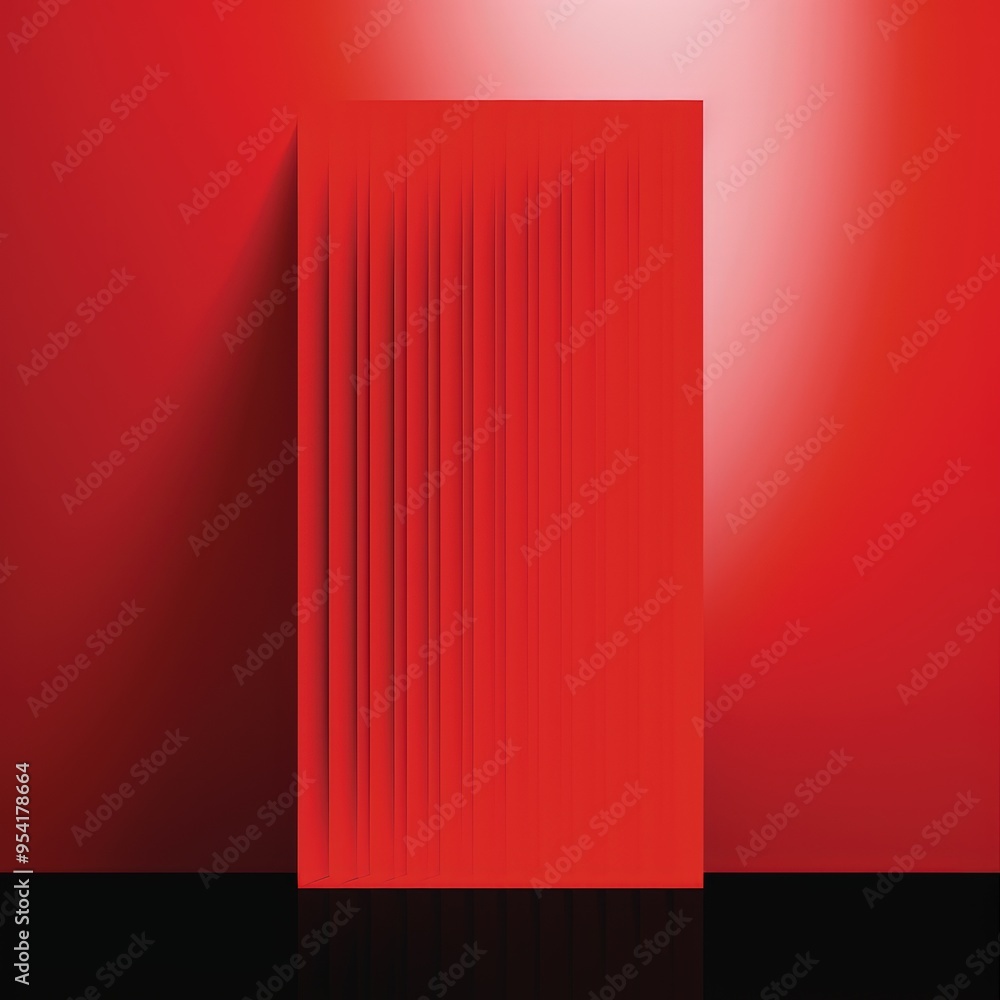 Aufkleber a minimalist red panel with vertical lines against a red background, creating a striking visual.