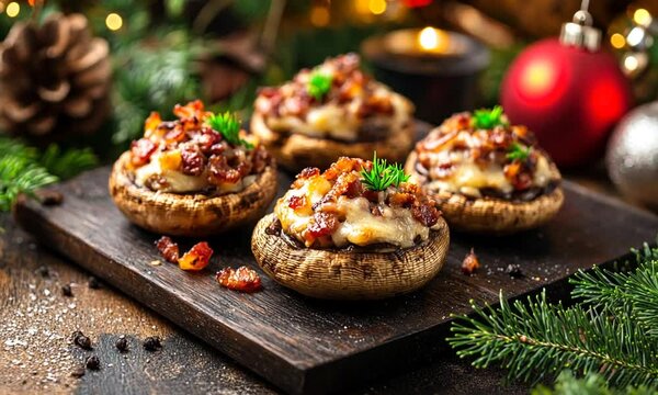 Christmas Stuffed Mushrooms