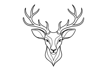 Elegant Single Line Drawing of Deer Head- Minimalist Line Art Vector Illustration