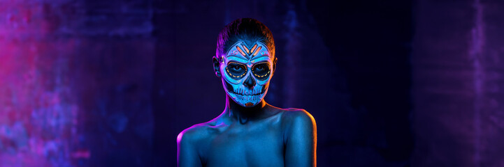 woman naked death makeup night party carnival