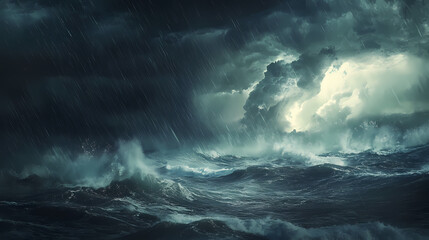 Obraz premium The elemental ballet of storms, winds, and rain in a destructive along the coastal. Storm. Illustration