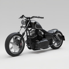 Custom chopper with a sleek design, 3D Illustration, contour, isolated in white background