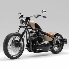 Custom chopper with a sleek design, 3D Illustration, contour, isolated in white background