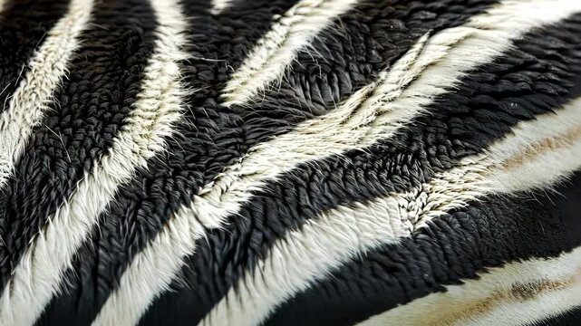 Close-up of zebra fur with black and white stripes