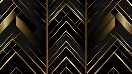 Obraz premium A geometric pattern featuring black and gold chevron designs for elegant backgrounds.