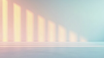 Soft gradient tones balanced with geometric light beams, achieving a modern and stylish visual composition