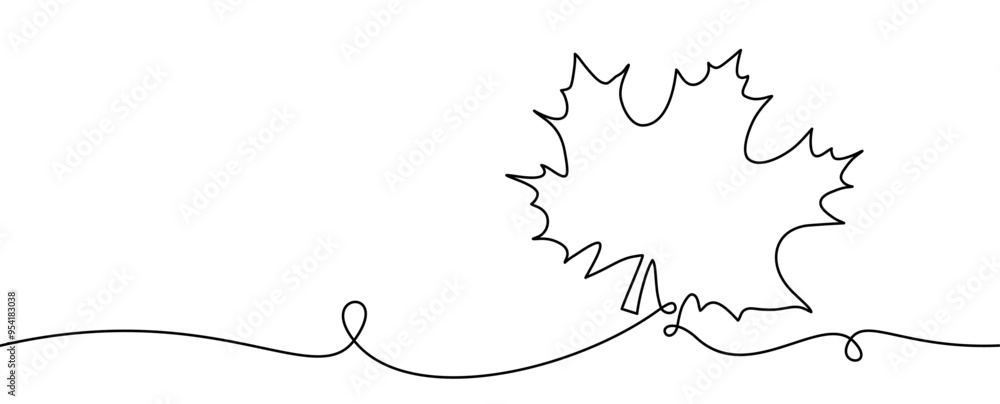 Canvas Prints vector illustration of a simple, elegant maple leaf drawn with a continuous black line, ideal for fa