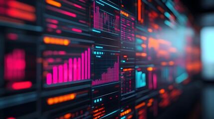 Obraz premium Abstract Digital Data Interface with Red & Blue Glows