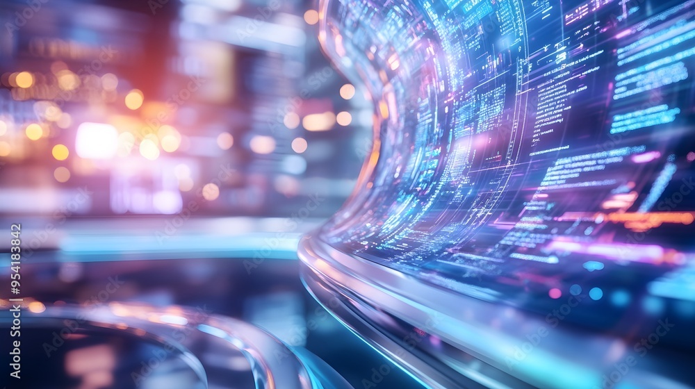 Aufkleber abstract technology background with futuristic code and lights