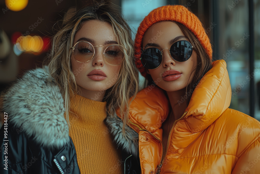 Poster a lesbian pair running errands together, managing tasks and supporting each other throughout the day
