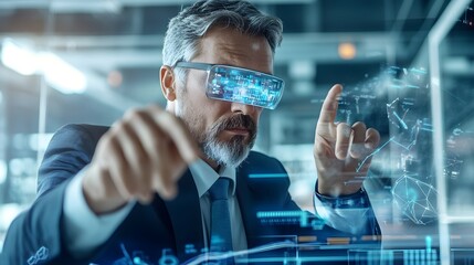 Businessman Using Augmented Reality Glasses