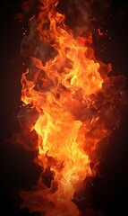 Fire flame on black background