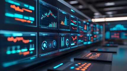 Fototapeta premium Data Analytics Display with Graphs and Charts