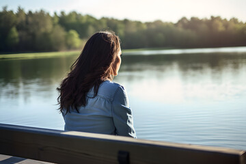 Hispanic Woman Sitting on a Bench | Relaxed Outdoor Setting and Casual Style