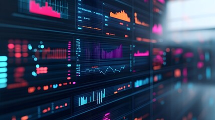 Obraz premium Digital Data, Financial Charts, Analysis, Technology, Business