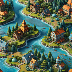Obraz premium Interface-Microcosm-Various Landscapes-Buildings