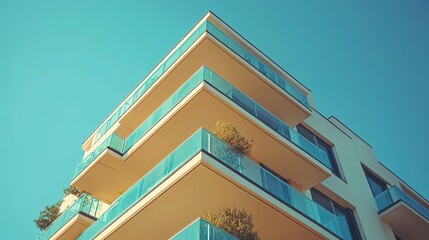 Geometric brutalist architecture with strong lines ideal for contemporary photography