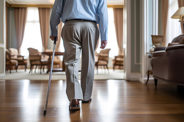 Obraz premium Close-Up Photo of Senior Walking on Clean Floor | Safe and Easy Mobility in Well-Maintained Space