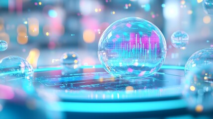 Fototapeta premium Futuristic Abstract Bubble with Data Visualization
