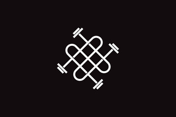 BARBEL GYM AMBIGRAM LOGOTYPE LOGO TEMPLATES VECTOR