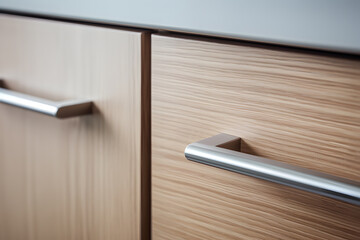 Close-Up Photo of Kitchen Cabinets with Modern Handles | Contemporary Cabinetry and Stylish Design