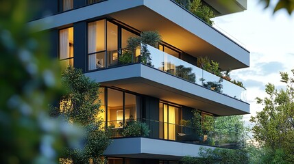 Obraz premium Chic luxury condo tower with modern elegance ideal for exclusive property photography