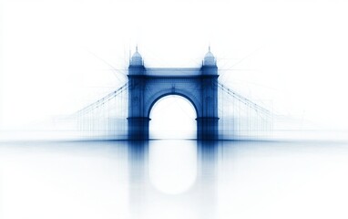 Fototapeta premium A serene and abstract depiction of a bridge, blending soft hues of blue with an ethereal background for a tranquil ambiance.