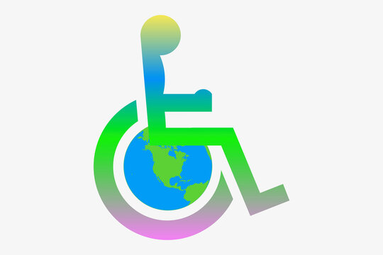 wheelchair earth gradient design, disability concept clip art preview