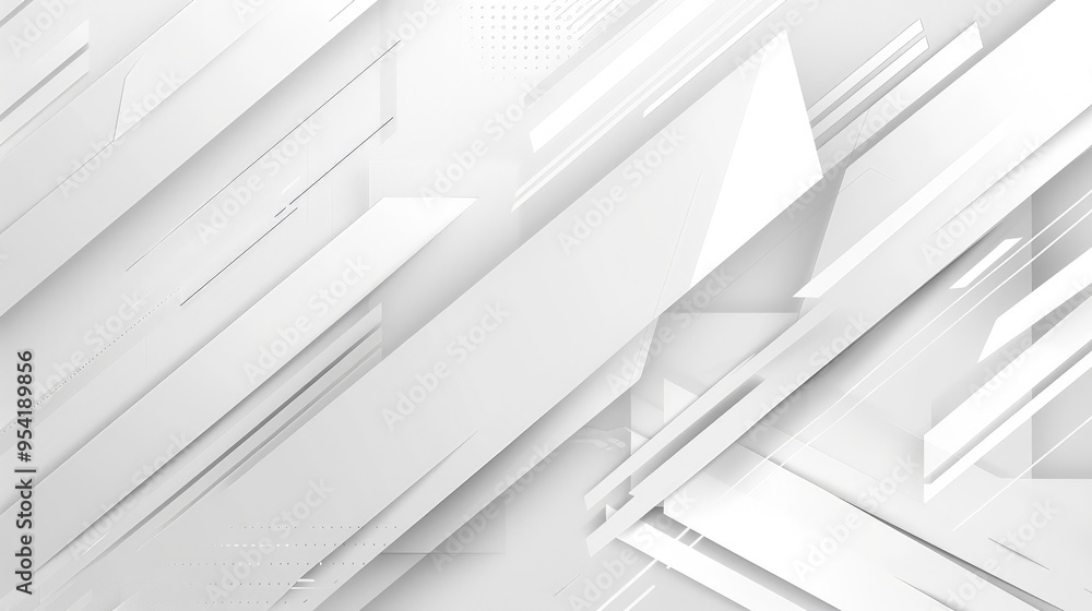 Poster abstract geometric design with layered white shapes and lines for modern visuals.