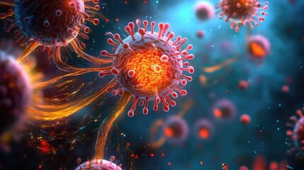 Eosinophils engulfing a foreign pathogen, demonstrating their role in phagocytosis and immune defense