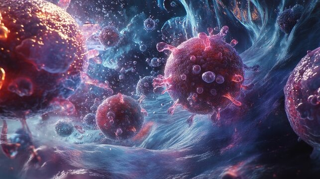 Eosinophils interacting with mast cells in an allergic reaction, highlighting their collaborative role in inflammation