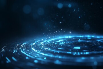 Fototapeta premium A mesmerizing blue ripple effect with glowing particles, perfect for backgrounds or digital designs.