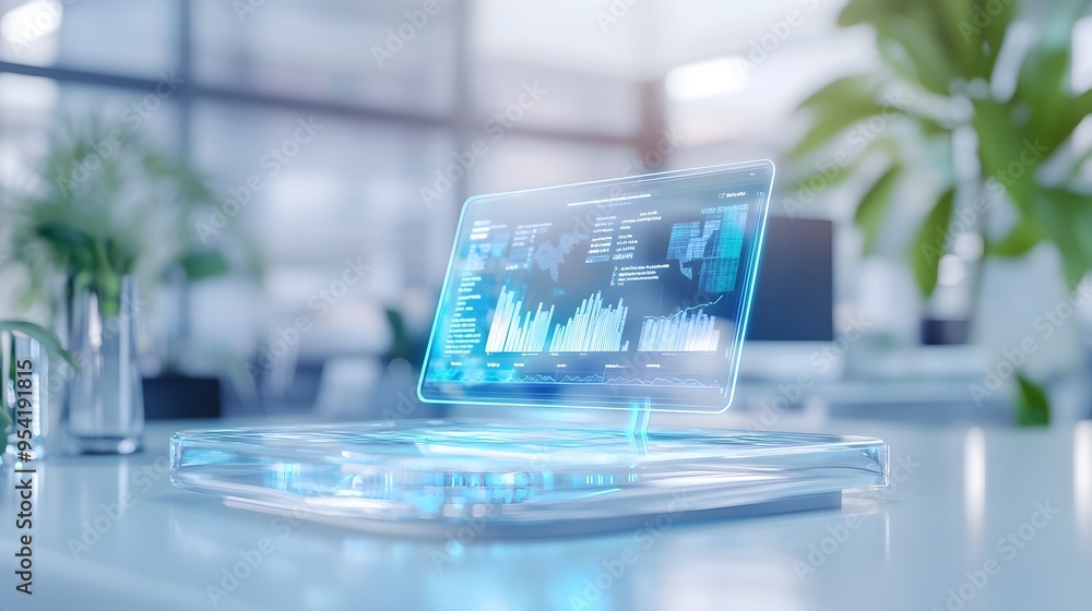Aufkleber futuristic holographic display with data analytics