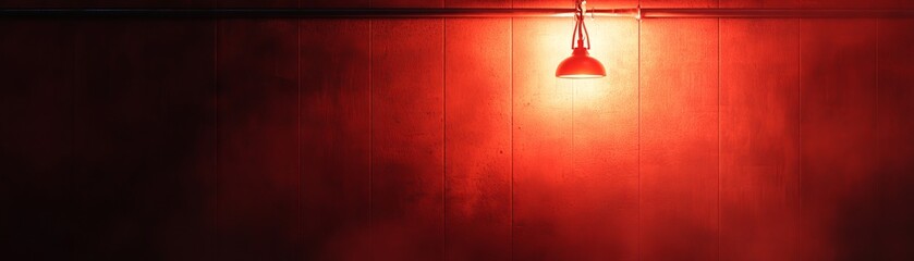 A dramatic scene featuring a glowing red light in a misty environment, creating an atmospheric and intriguing visual effect.