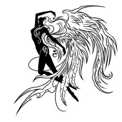 Black and white neo tribal zodiac tattoo design of virgo